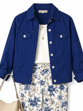 McNairy & Co. Women’s Lightweight Cotton Jacket – Bright Navy Blue, Size L